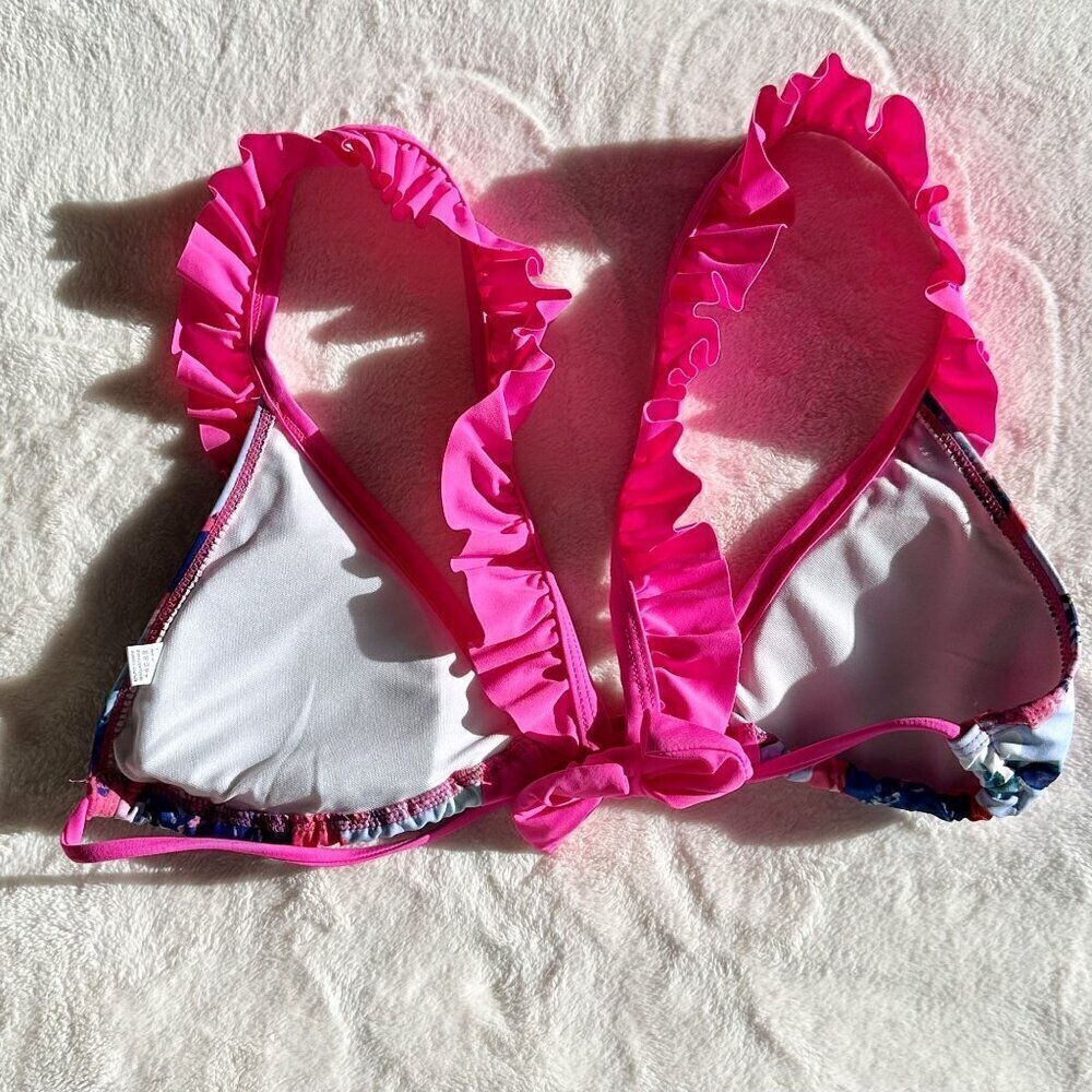 Floral Ruffle Bikini Top - Size: Large - Picture 4 of 5